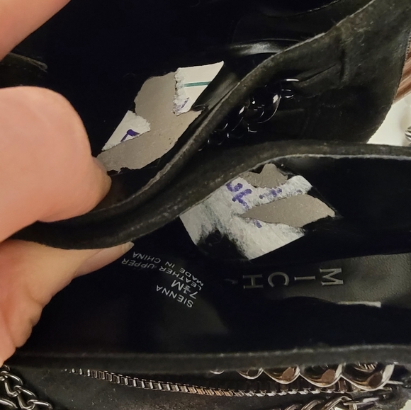 Michael Leather Chain Drape Stiletto Ankle Boots - Picture 4 of 4